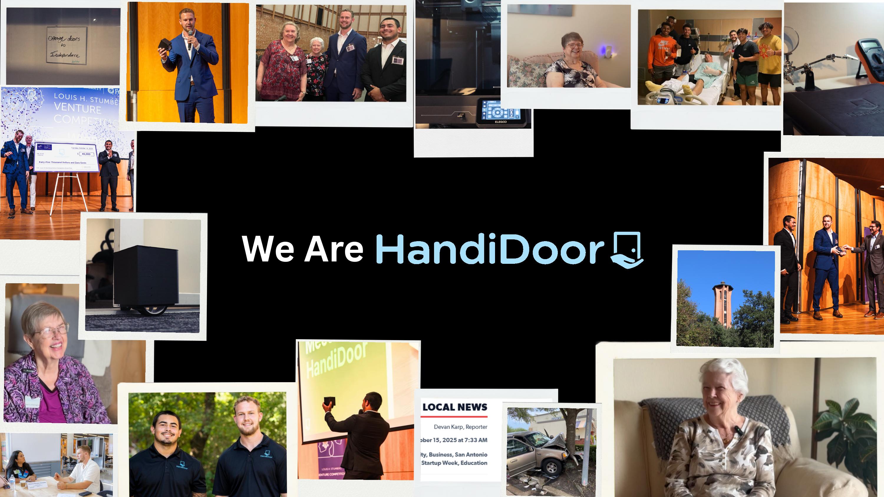 A collage of the HandiDoor team — founders and lead mechanical engineer.